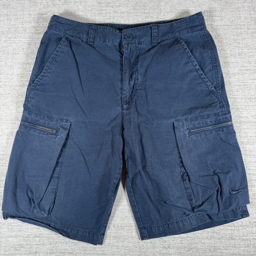 Nike Cargo Shorts Mens 30/9 Navy Ripstop Zipper Pockets 613644-475
